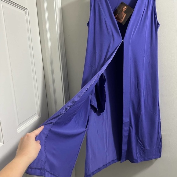 IMAN purple long sleeveless open cardigan‎ size S - Picture 3 of 8